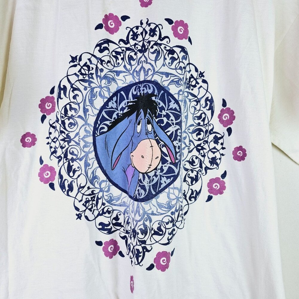 Vintage 1990 Pooh Disney Store Eeyore Large Crest T-shirt, EUC, XL - Picture 4 of 7